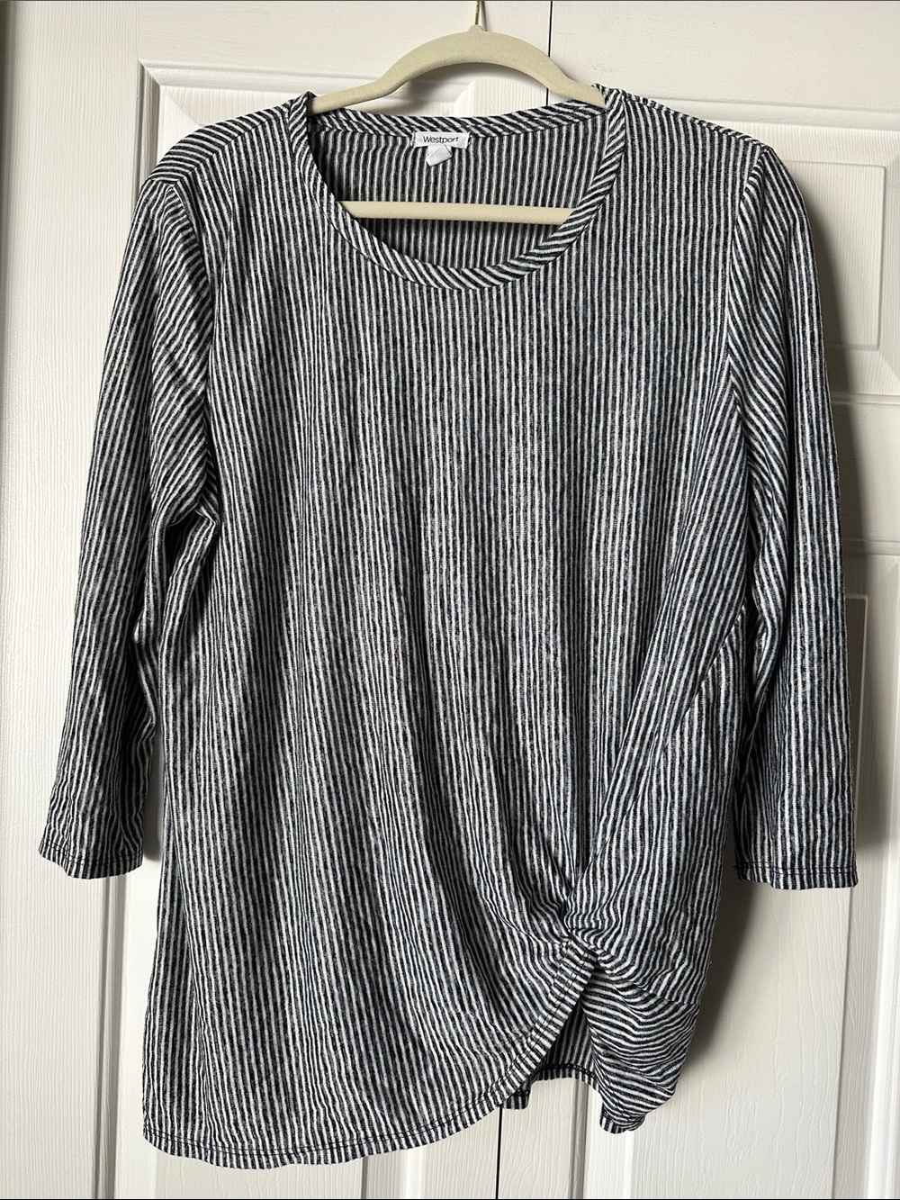 Westport Black & White Striped Front-Knot Tunic
